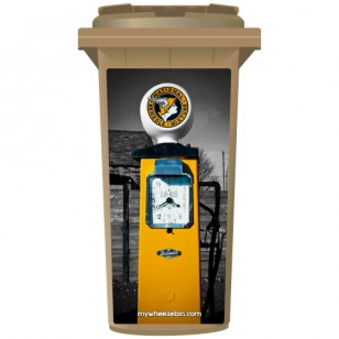 Retro Yellow Petrol Pump Wheelie Bin Sticker Panel